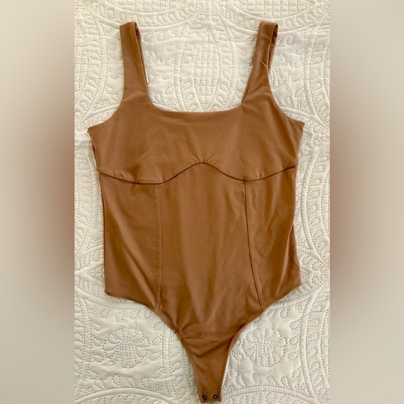 Abercrombie & Fitch Tops - A&F Slim-fitting Bodysuit SoftAF 2-ply Square Neckline Bodycon Tank Top Beige LG